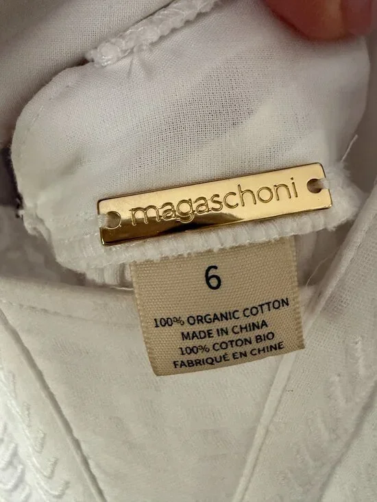 Magaschoni Lulu White Cotton Maxi Dress Women's Sz 6 - Picture 5 of 9